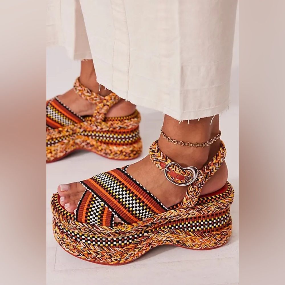 New Free People AMAMBAIH Carmen Flatform Sandals Size 39